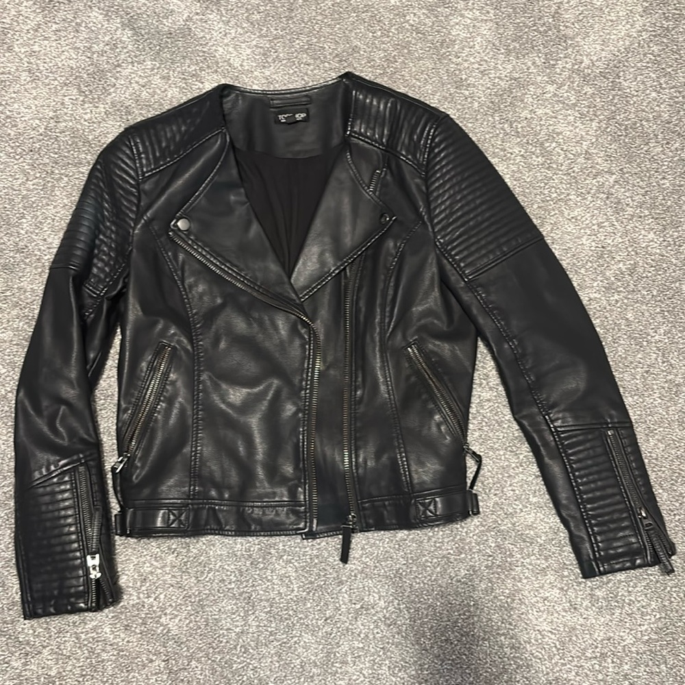 Topshop Faux Leather Moto Jacket